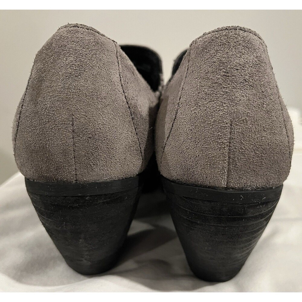 Women's BORN Taupe Gray suede Leather Slip On Booties SIZE 8M - Picture 5 of 10